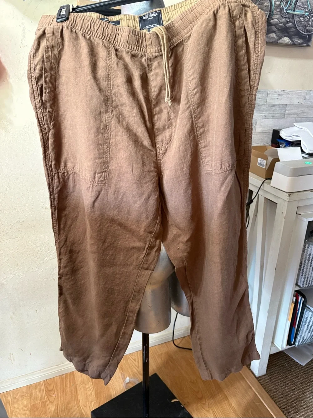 Todd Snyder Brown Drawstring Linen-Blend Joggers